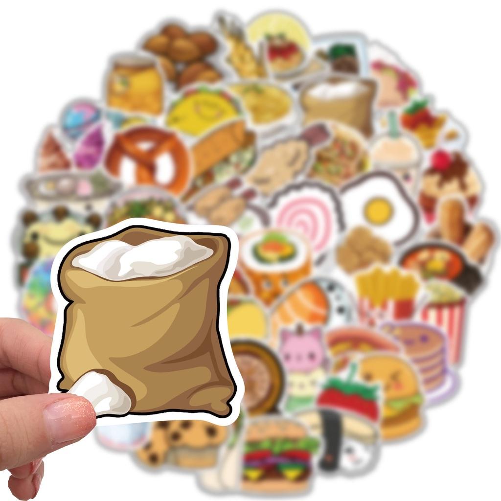 Set 50 Cái STICKER Food Chống Thấm Nước Trang Trí Điện Thoại , Laptop , Vali Siêu Cute