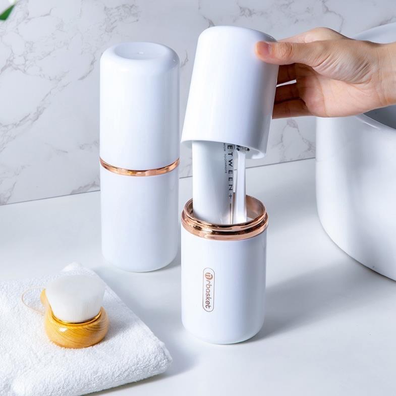Cốc Đựng Bàn Chải Đánh Răng Cao Cấp Khi Đi Du Lịch 2 in 1, Hộp Đựng Kem Đánh Răng Cầm Tay Cực Kì Tiện Dụng