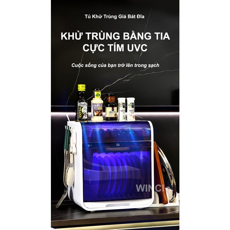 Máy Sấy Chén, Khử Trùng bát đĩa, lọ Gia Vị và Các đồ dùng, bằng tia UV Chính hãng K8, Bảo vệ sức khỏe gia đình