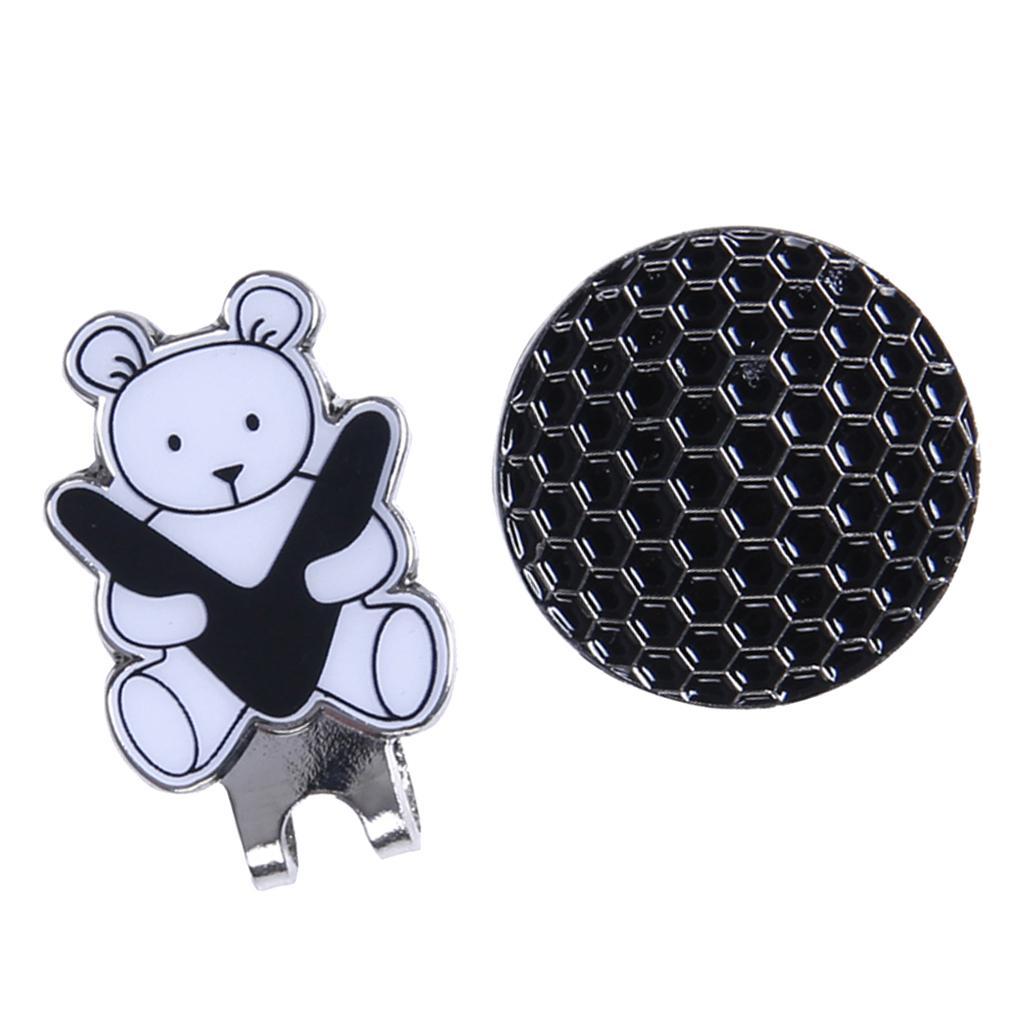Golf Hat Clip with Detachable Golf Ball Marker Bear Pattern Black