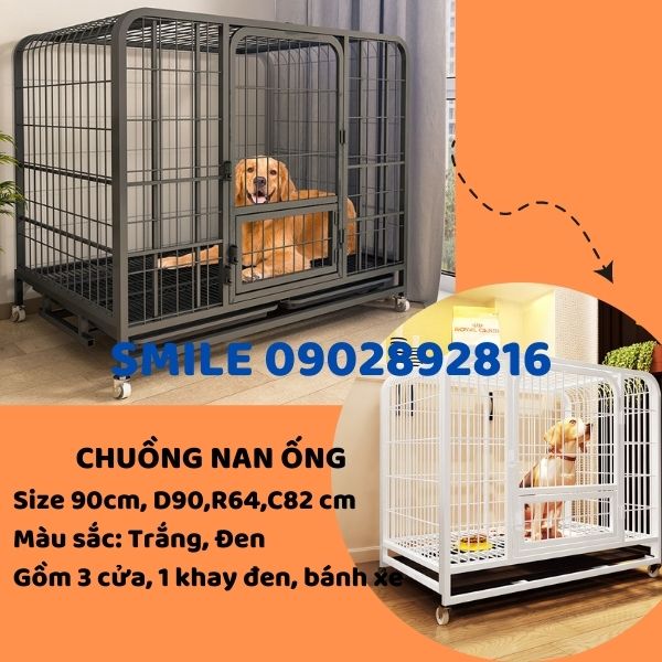 [MỚI VỀ] Chuồng Chó Nan Ống Cao Cấp Sơn Tĩnh Điện Size 90cm (90x64x82cm) Dành Cho Thú Cưng Lớn, Chó, Mèo Lớn