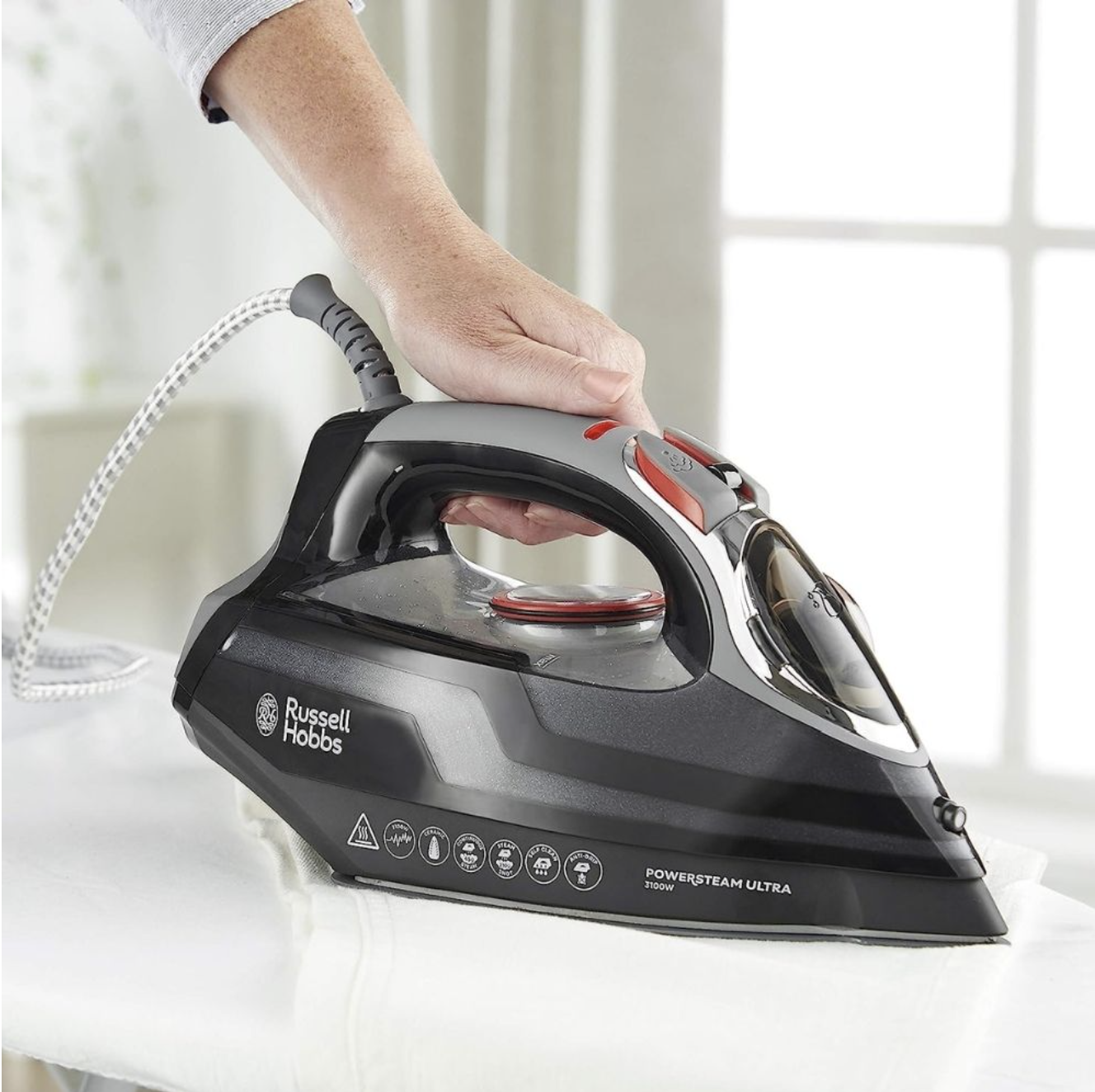 Bàn ủi hơi nước Russell Hobbs Powersteam Ultra 20630-56 3100W Ngăn Chứa Nước 350ml Màu Đen - Hàng Nhập khẩu Chính Hãng