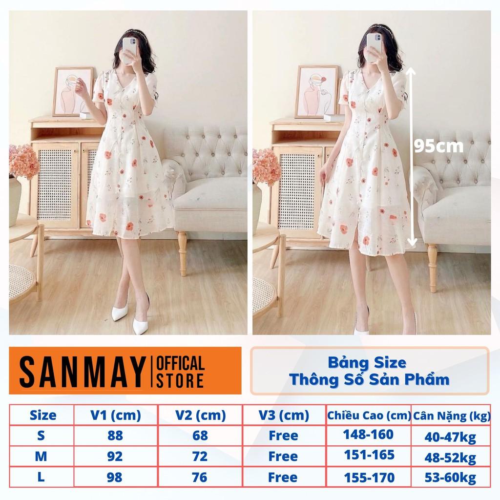 Váy Hoa Nhí Vintage SANMAY Đầm Dự Tiệc Cưới Nữ Vải Voan Dáng Dài thiết kế kiểu Hàn Quốc cao cấp, đi chơi công sở VD047