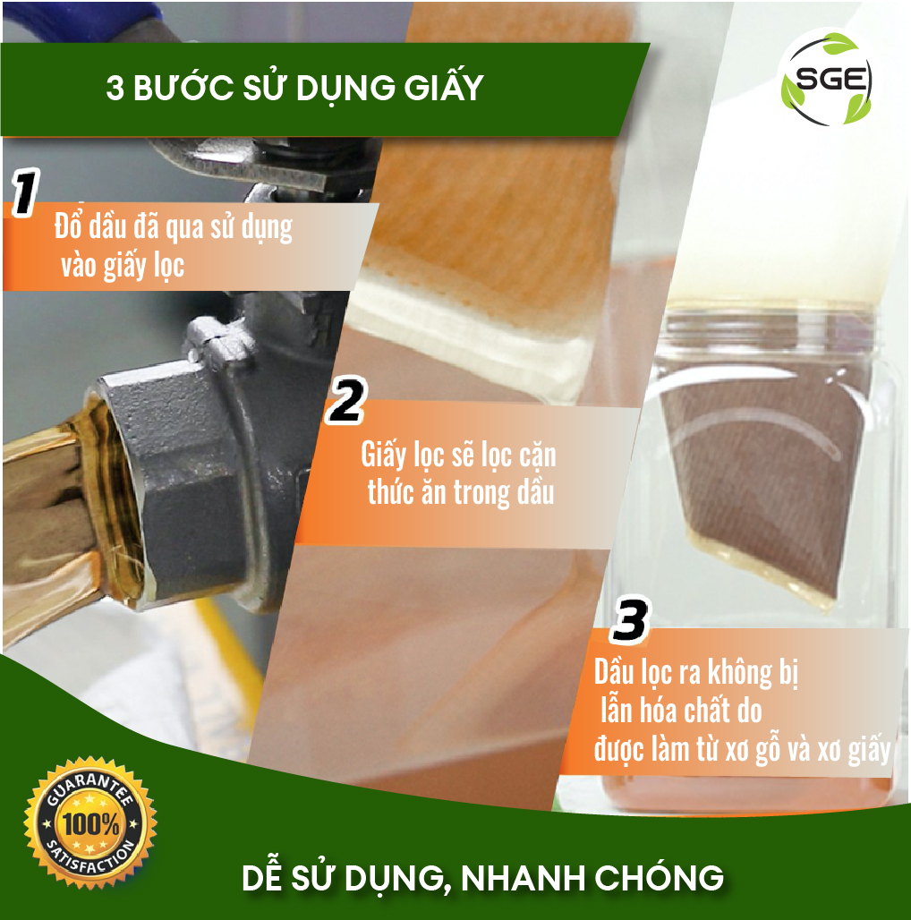 Giấy Lọc Dầu / Giấy Thấm Dầu OF01. Tiết Kiệm Và Hiệu Quả, Tránh Cặn Đen. Sản Xuất Theo TCTP Không Độc Hại. Hàng Nhập Khẩu Chính Hãng SGE Thailand