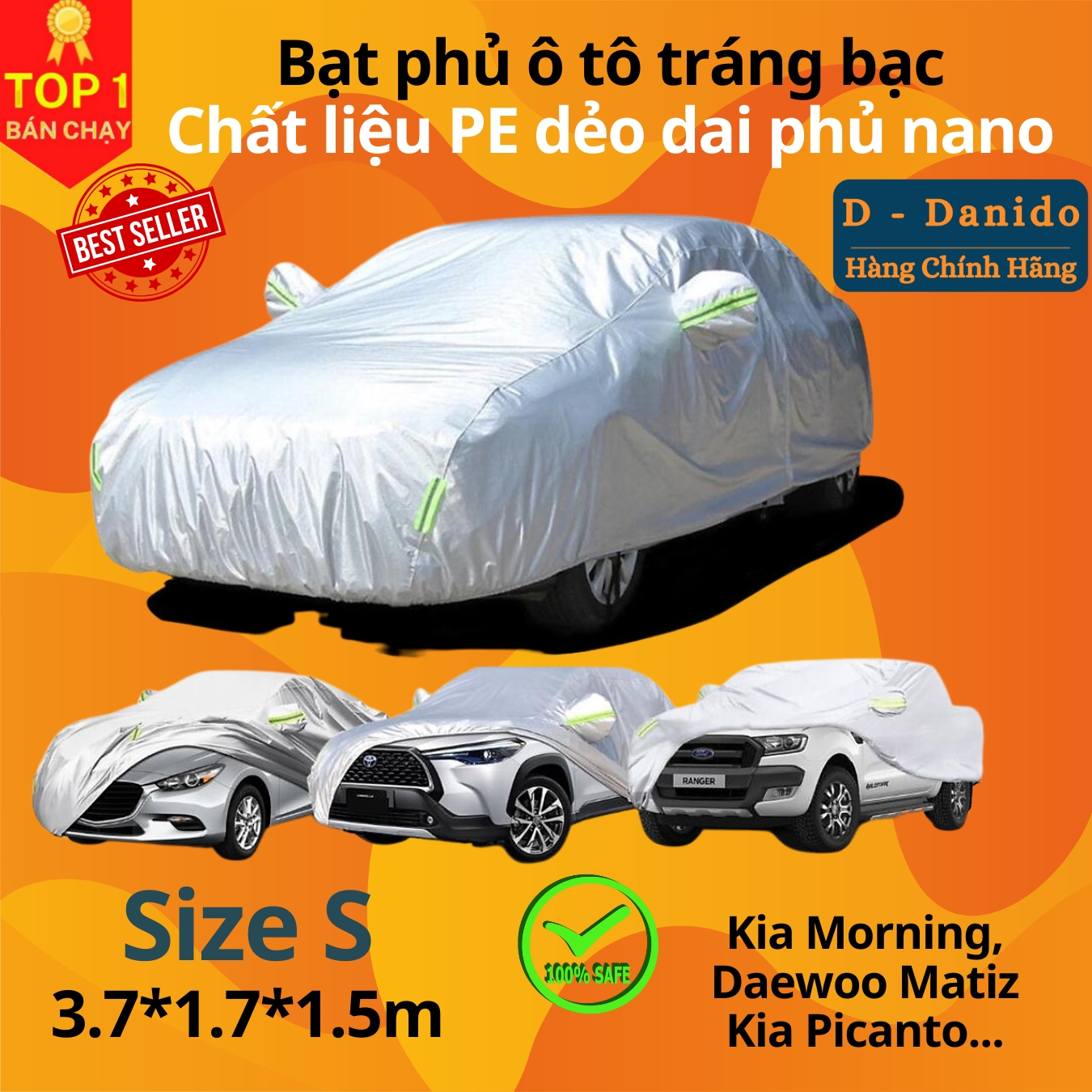 Bạt Phủ Ô Tô Tráng Nhôm Phủ Nano Chống Nắng, Bạt Trùm Xe Hơi Cách Nhiệt Cao Cấp, Hàng Chính Hãng