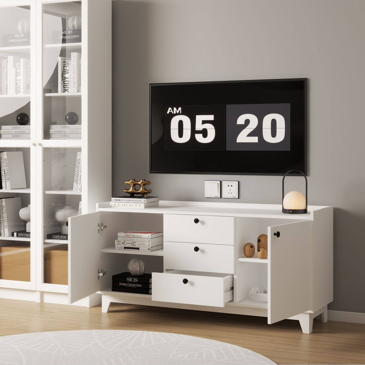 KINA , Kệ ti vi 3 ngăn kéo - 2 cửa mở , 140cm x 40cm x 68cm , KTV_011