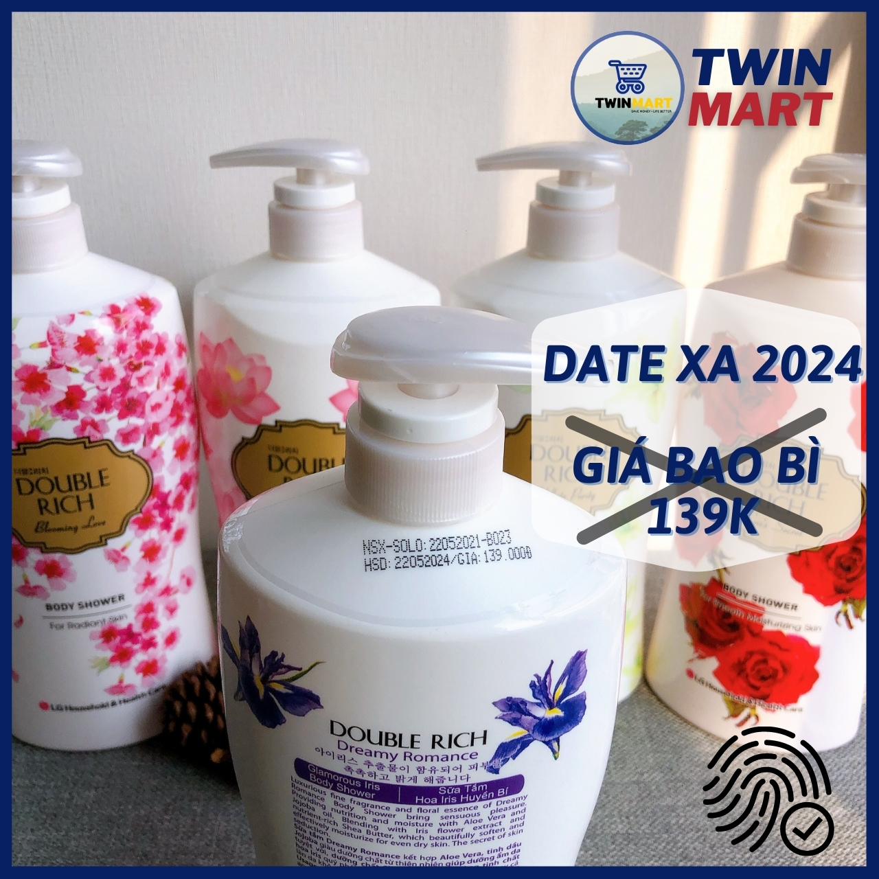 DATE XA Sữa Tắm Double Rich hương nước hoa tự nhiên Hàn Quốc - 800g - Hương Hoa Lily