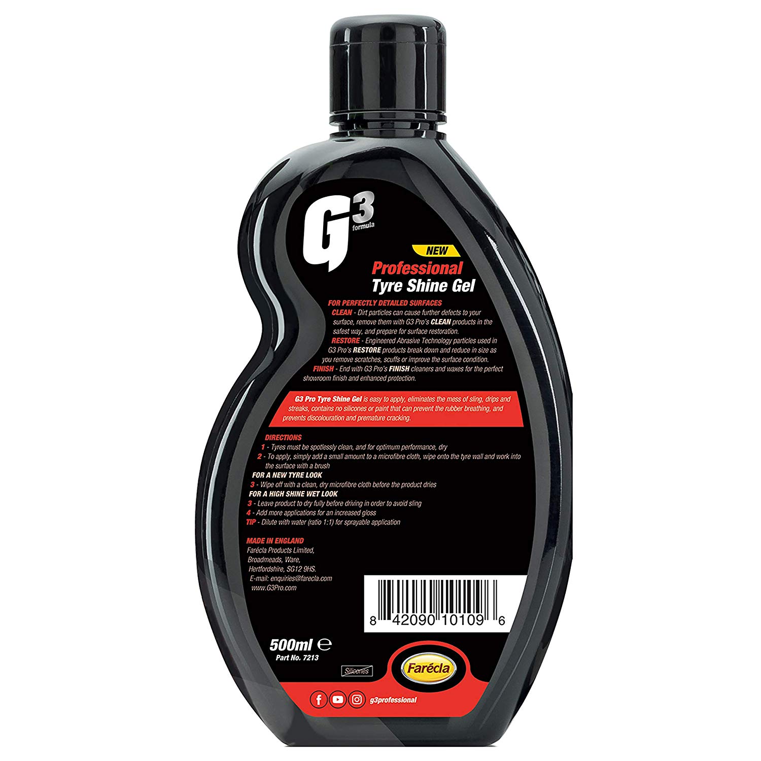 Gel bảo dưỡng và tạo độ bóng lốp xe Farécla cao cấp G3 Pro Tyre Shine Gel dung tích 500ml