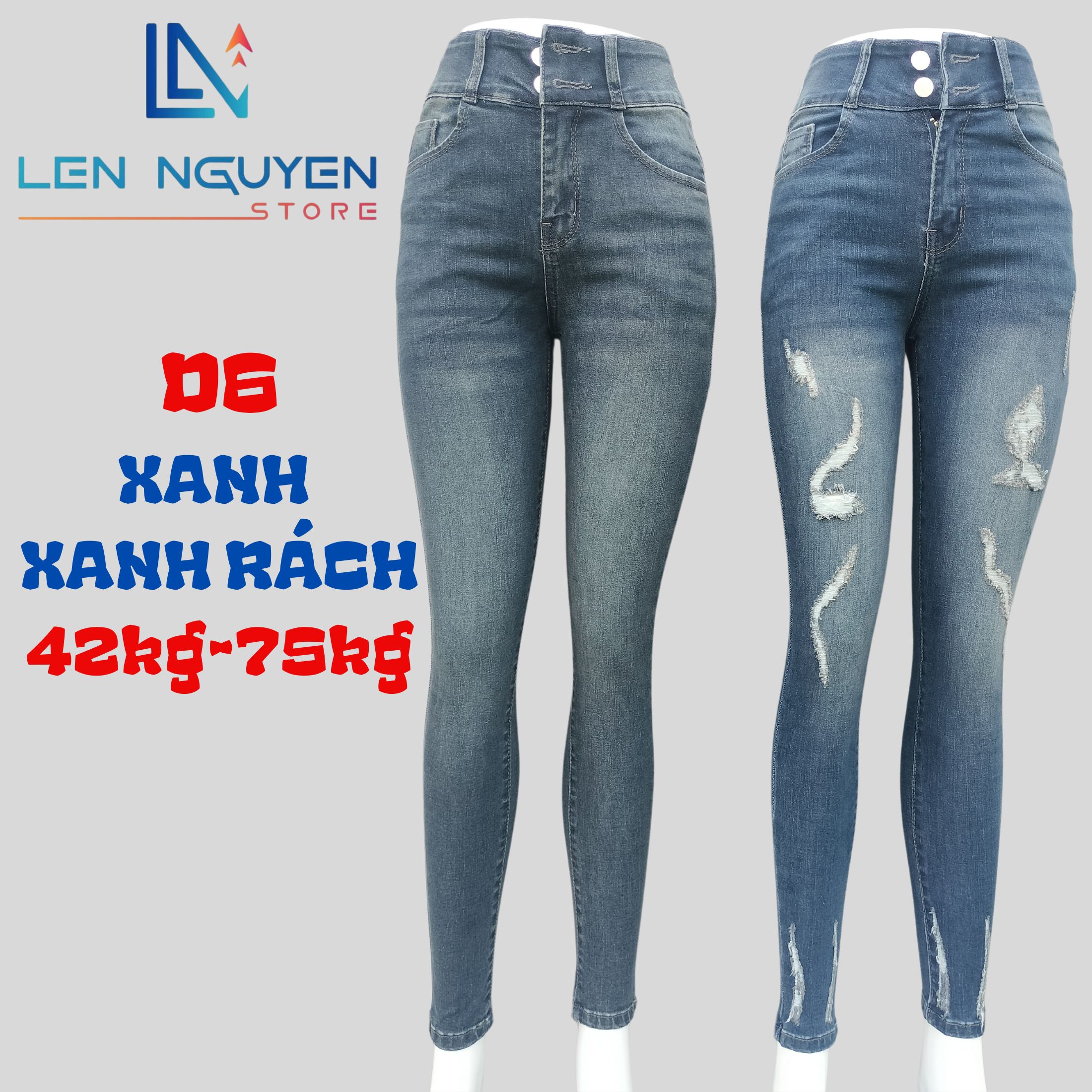 D6_Quần jean nữ, dài, lưng cao, quần bò nữ dáng ôm, quần rin nữ có big size, cho 42kg đến 75kg