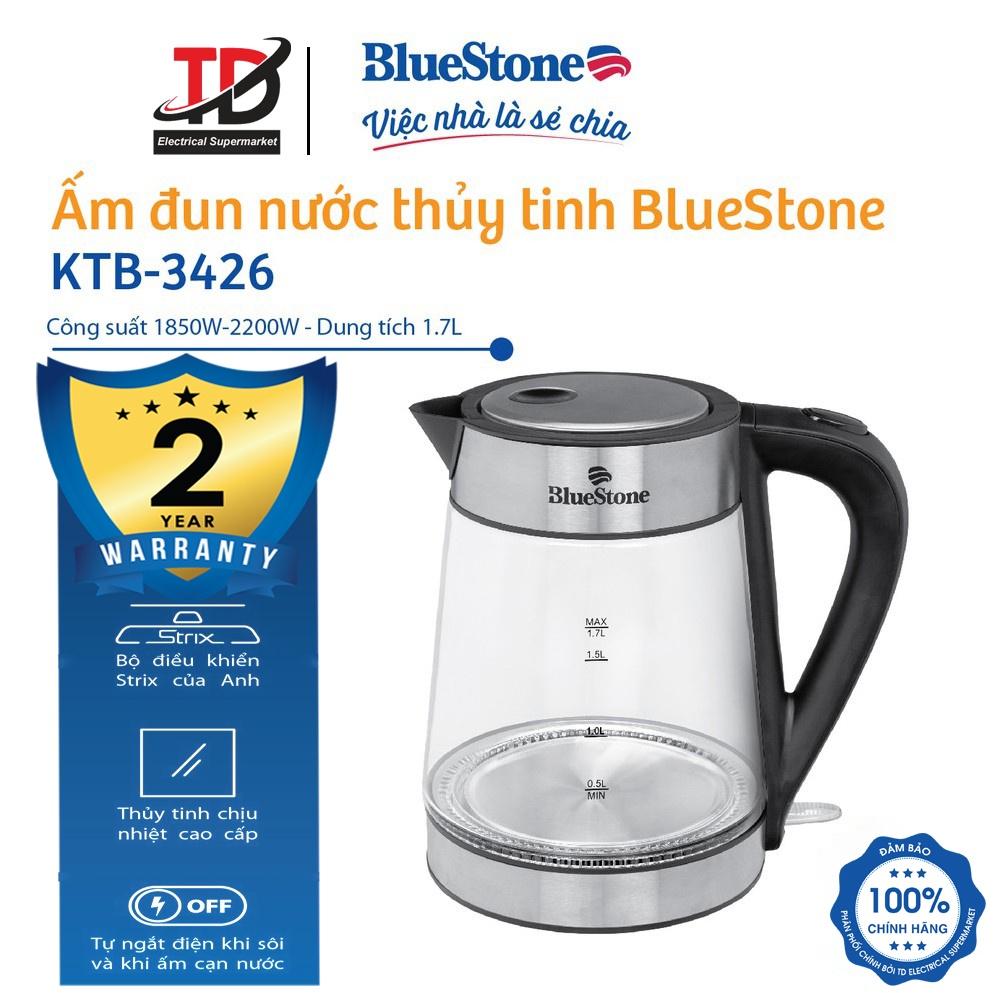 Ấm Đun Siêu Tốc Bluestone 1.7 lít KTB-3426 , Công Suất 2150W , Bình Thủy Tinh Cao Cấp , Hàng Chính Hãng