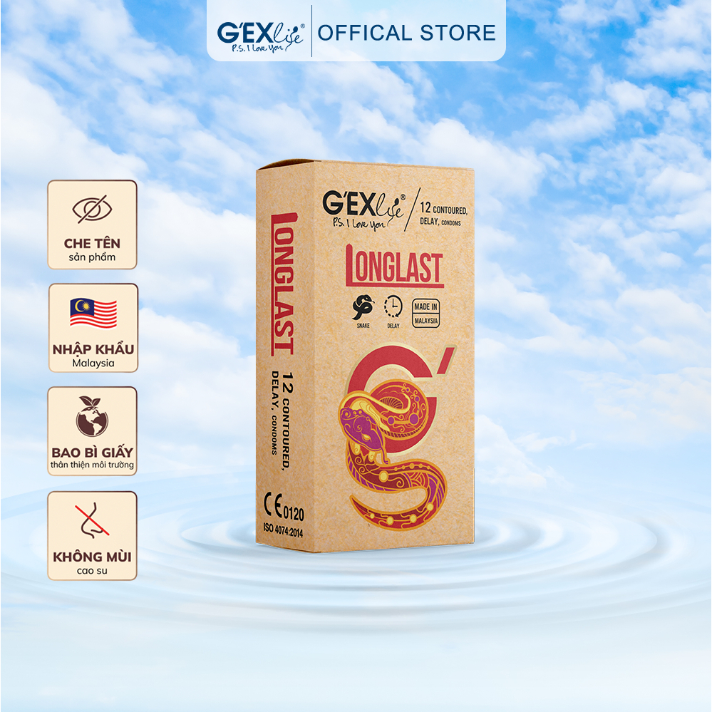 Bao cao su ôm khít, kéo dài thời gian G'EXlife Longlast 12 Cái
