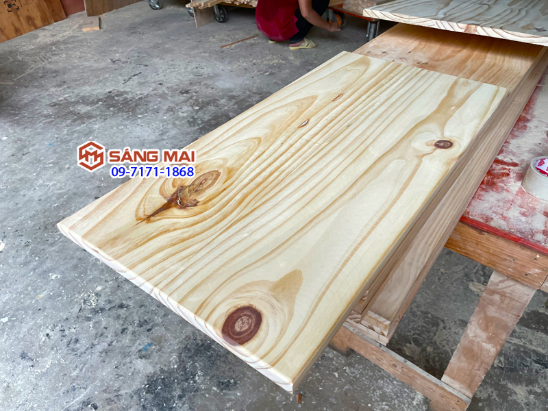 Tấm mặt bàn gỗ thông 40cm x 80cm x gỗ dày 2cm + gia công láng mịn