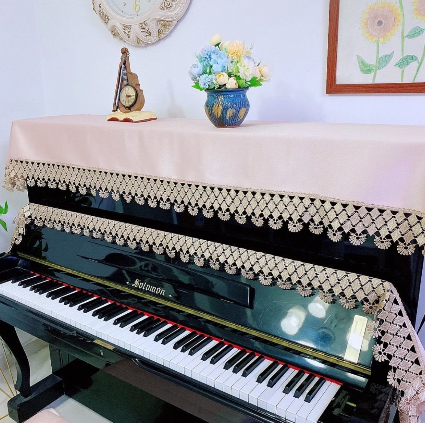 Khăn phủ đàn piano cơ đàn piano điện tử 88 phím phong cách Châu Âu cổ điển sang trọng chống bụi chống xước - Hàng chính hãng