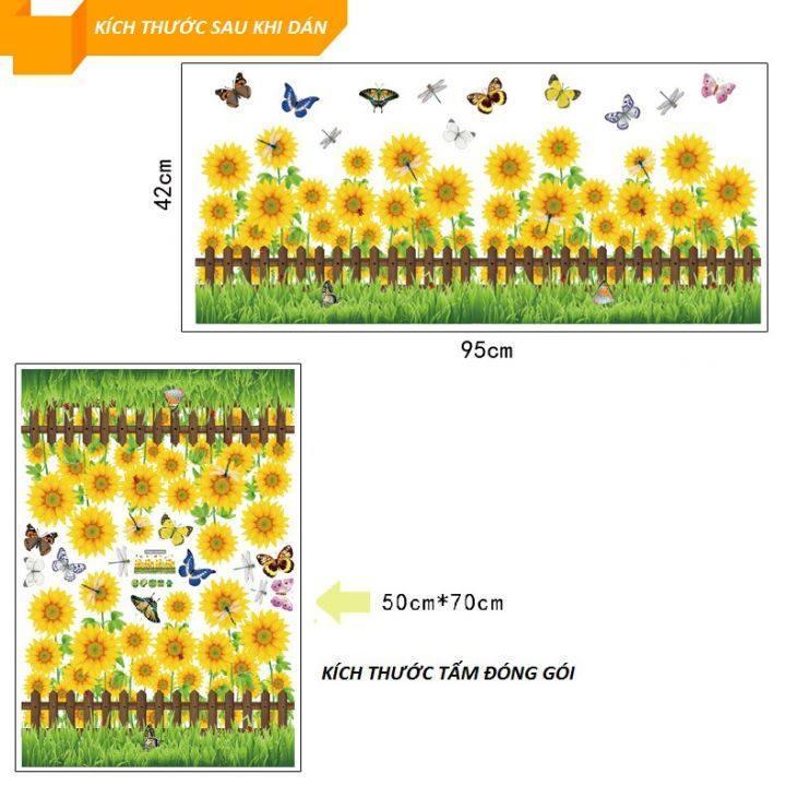 DECAL DÁN TƯỜNG CỬA SỔ VÀ CHÂN TƯỜNG HƯỚNG DƯƠNG VÀNG - HP870