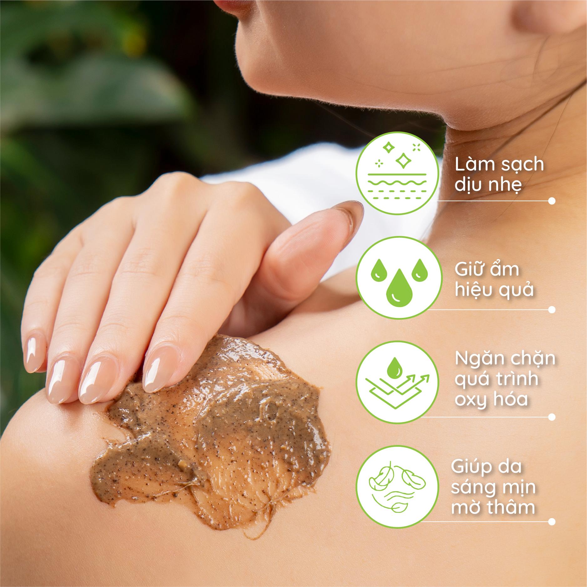Tẩy Tế Bào Chết Body Cà Phê Organic - Mắc Ca Macaland 35g/225g Dưỡng Ẩm, Chăm Da Sáng Mịn