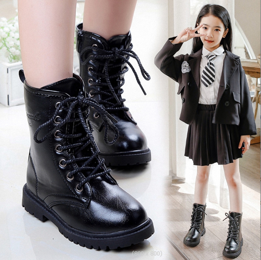 Bốt combat/Boots cổ ngắn cho bé gái, phong cách Hàn Quốc, BA238