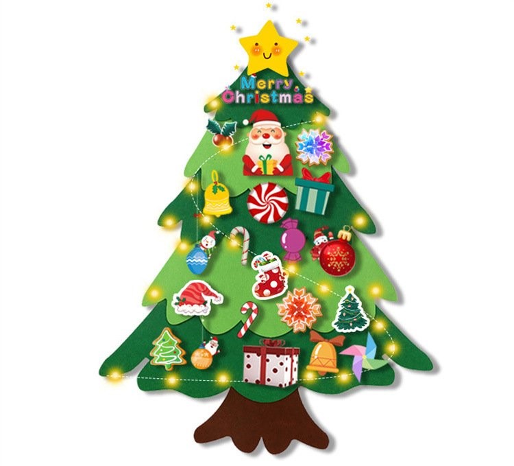 CÂY THÔNG NOEL DÁN TƯỜNG BẰNG VẢI DẠ TẶNG KÈM PHỤ KIỆN TRANG TRÍ 2022