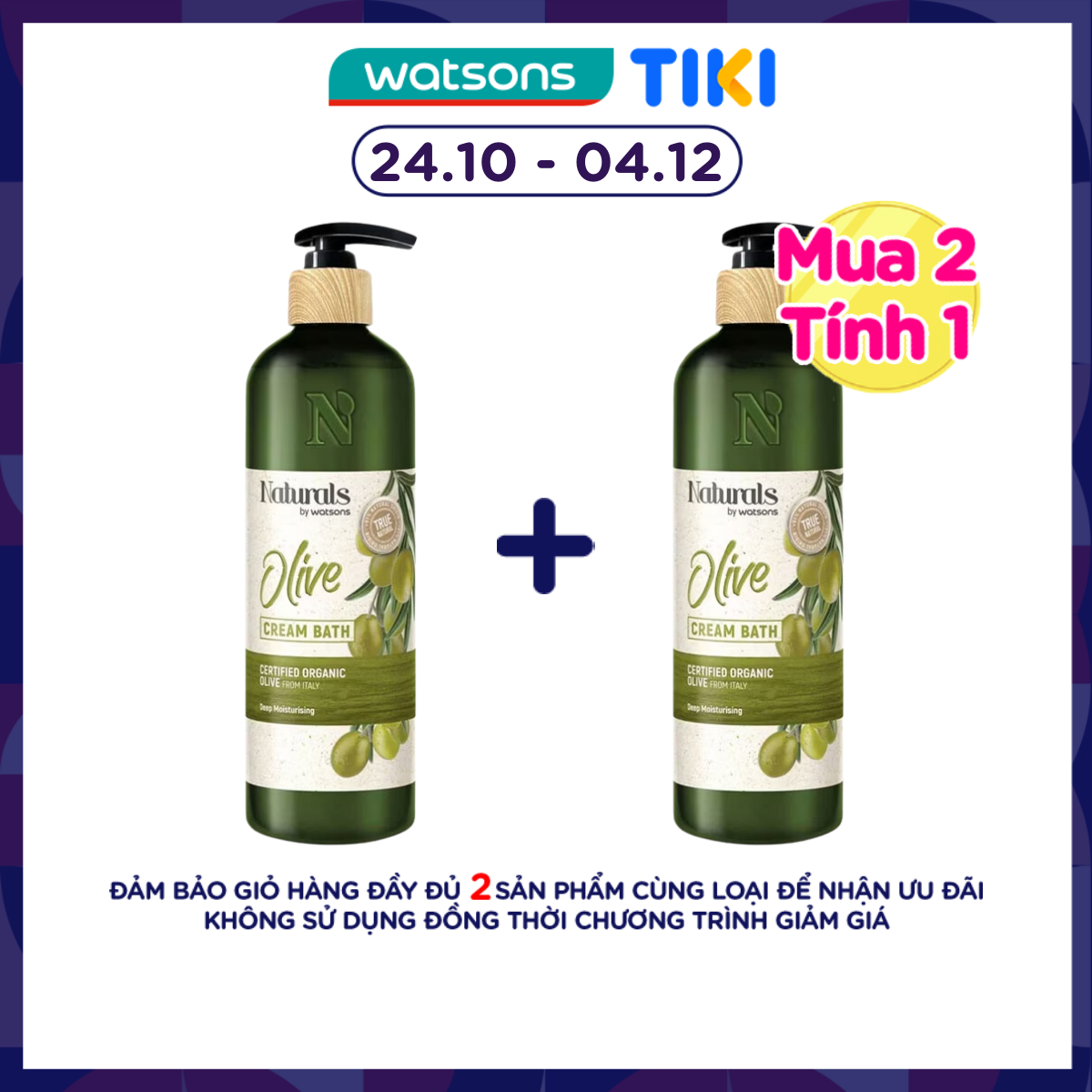 Sữa Tắm Naturals By Watsons True Natural Olive Cream Bath 490ml