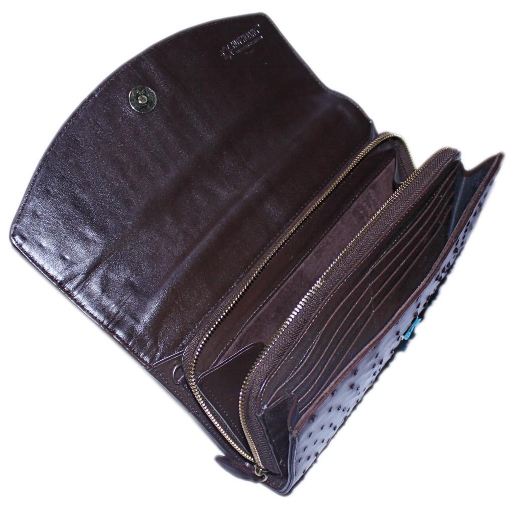 HP6433 - Túi xách nữ da đà điểu Huy Hoàng đeo chéo màu nâu đất