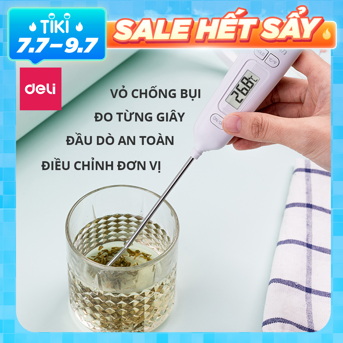 Nhiệt kế đo thực phẩm Deli - 8897