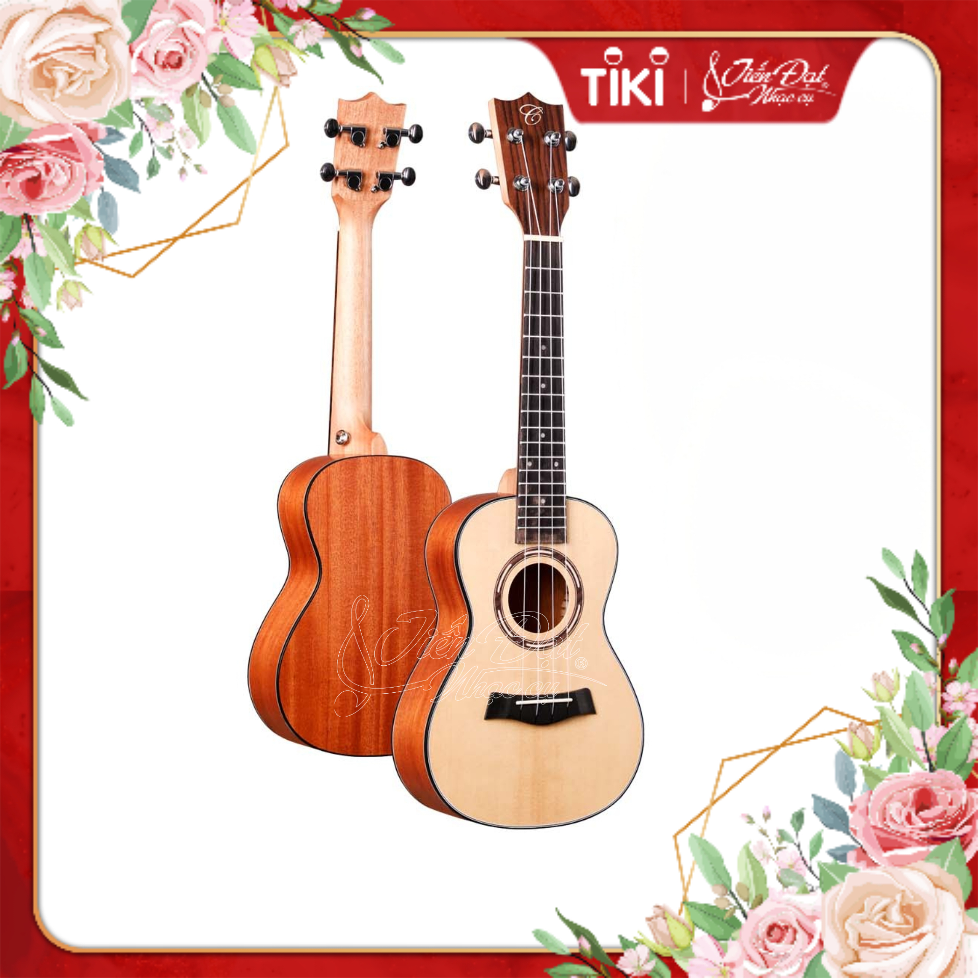 Đàn Ukulele Concert Chard WD-24THX-YS ,Gỗ vân sam, Kiểu dáng trẻ trung, Họa tiết đẹp - Hàng Chính Hãng