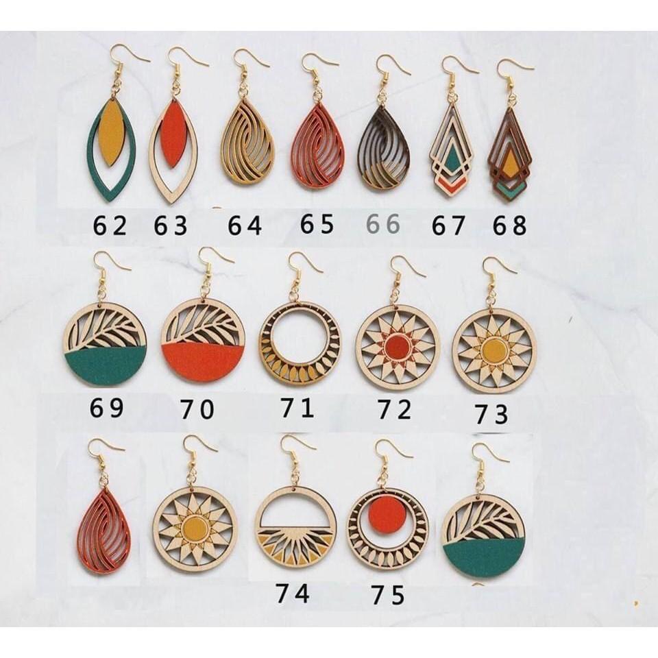 Bông Tai Gỗ Phong Cách Vintage Retro Thích Hợp Mặc Hè Dễ Phối Đồ