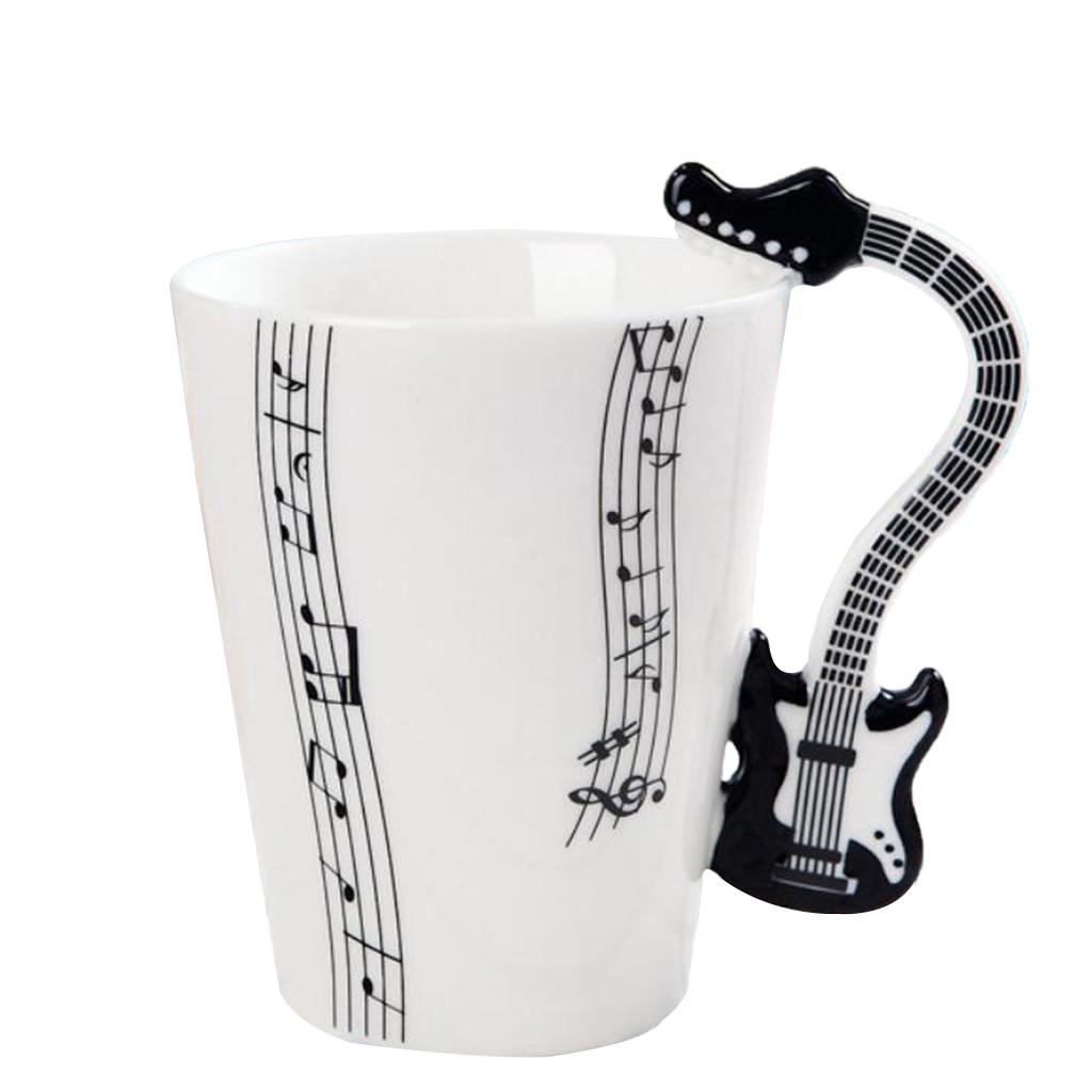 Musical Guitar Mug Drink Tea Milk Coffee Mug Ceramic Cup Black Freedom