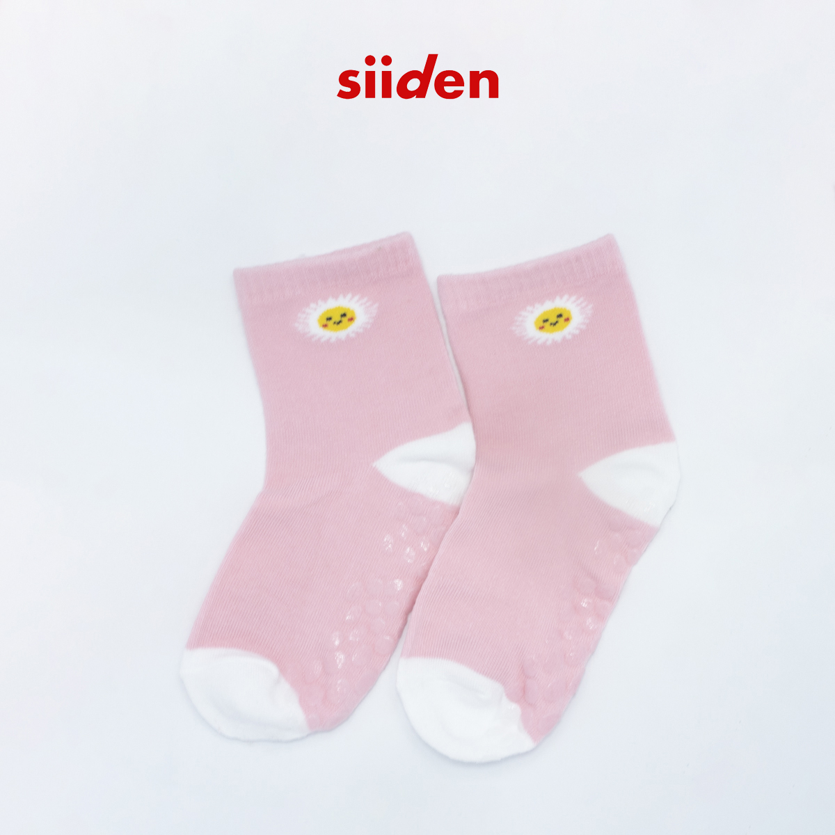 Combo/set 2 đôi tất bé gái dễ thương màu hồng, vớ trẻ em cotton mềm mịn, hình hoa, có đệm cao su chống trượt – E2CP102