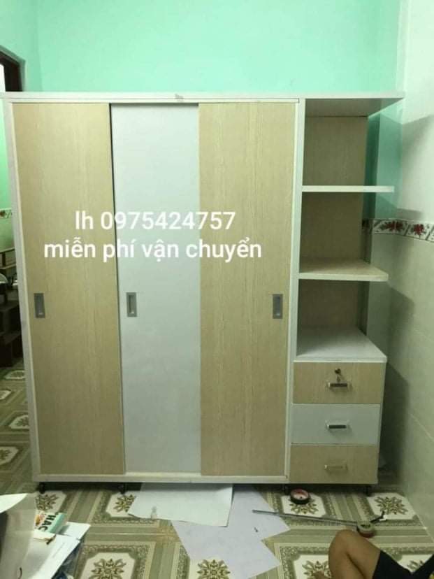 Tủ nhựa đài loan 3 cánh 1 kệ cửa lùa