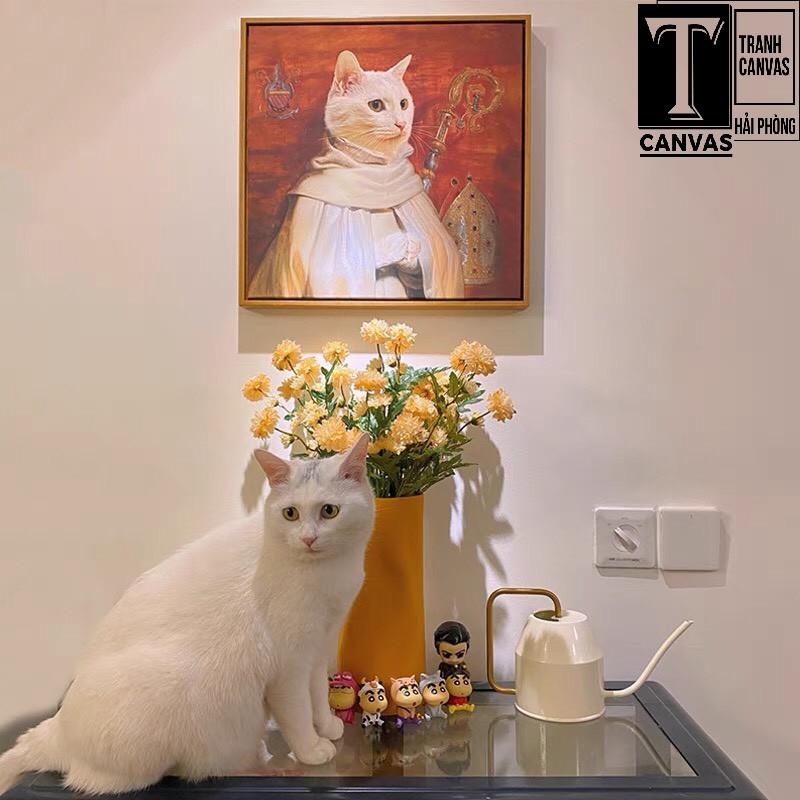Tranh chân dung Chó, Mèo tranh canvas ngộ nghĩnh trang trí nhà cửa CM23-28 (không kèm khung