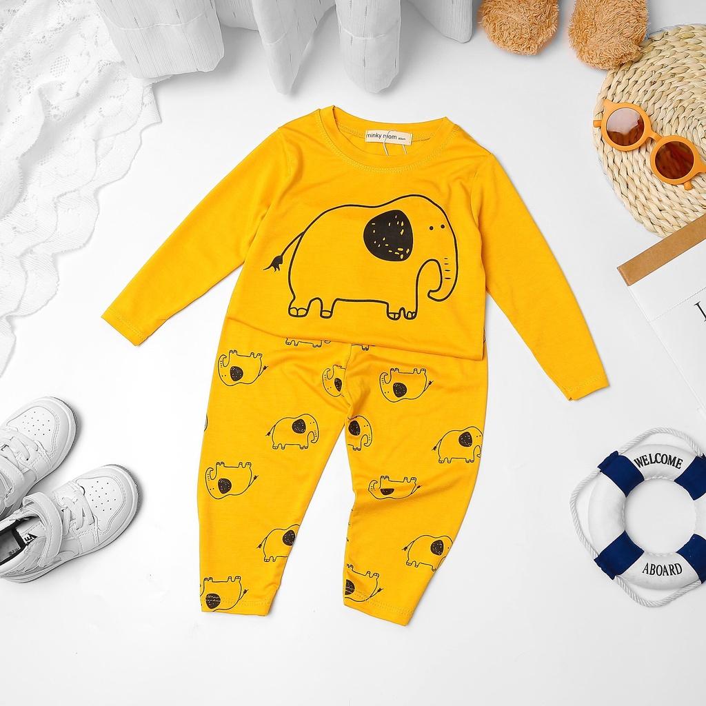 Bộ dài tay thun lạnh in gấu size nhí và đại cho bé trai bé gái từ 7-32kg
