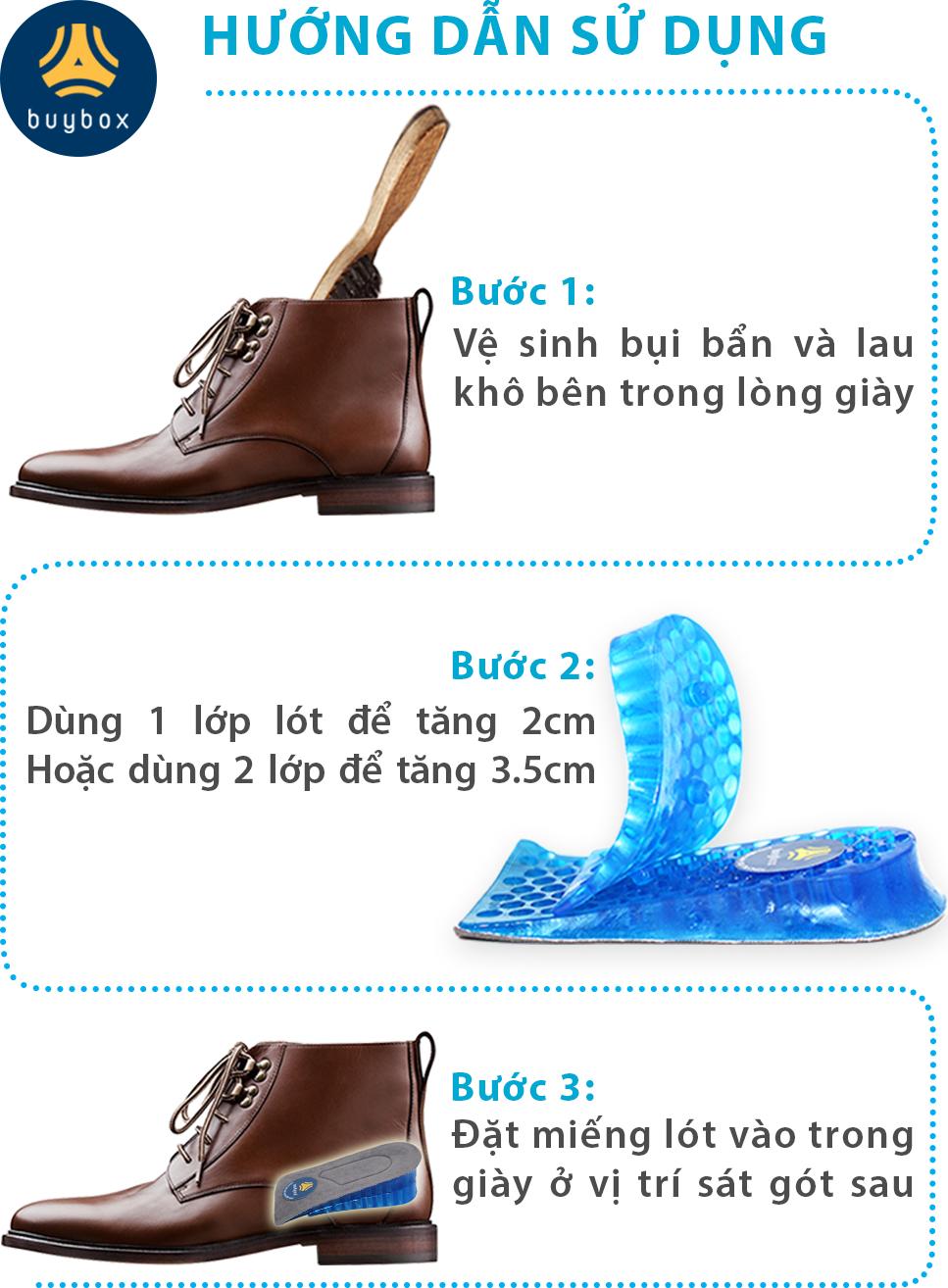 Bộ 4 miếng lót độn đế silicone tổ ong tăng 3.5cm chiều cao - buybox - BBPK43