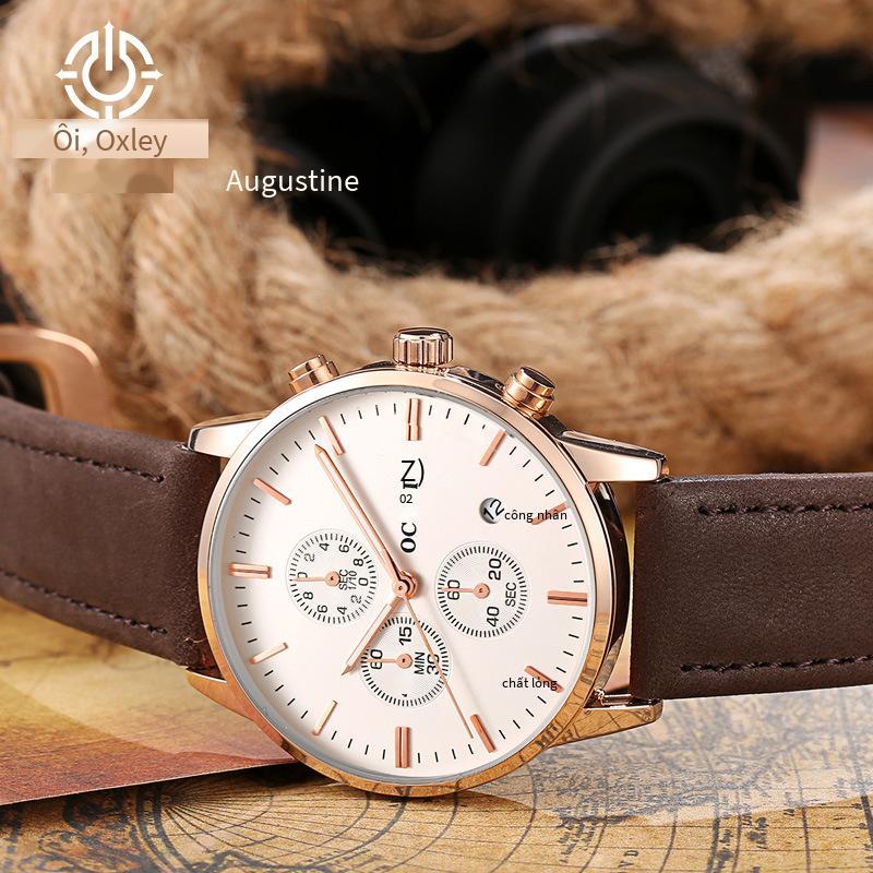 Giá thấp nhất Thương hiệu OCHSTIN Đồng hồ đeo tay nam thời trang đa chức năng Thạch anh cao cấp Doanh nghiệp không thấm nước Đồng hồ đeo tay nam da thật chống thấm nước