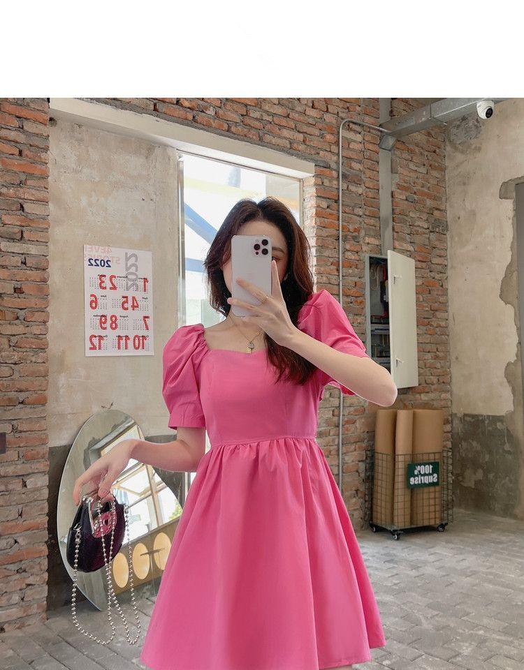 DIYIWEI 2023 Mùa hè Hàn Quốc phiên bản Pháp Vintage Orange Terrier Bowknot Thu hẹp eo Hiển thị Skinny Short Dress Cô gái nhỏ