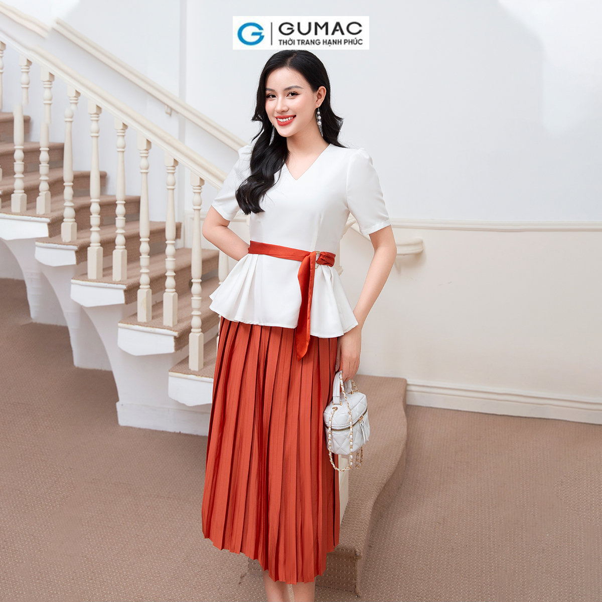 Áo peplum phối dây thời trang GUMAC AD10008