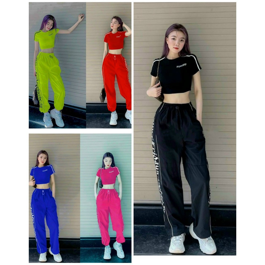 Bộ tập gym nữ cộc tay quần JOGGER FUNOFF thể thao erobic, tập gym, yoga, chạy
