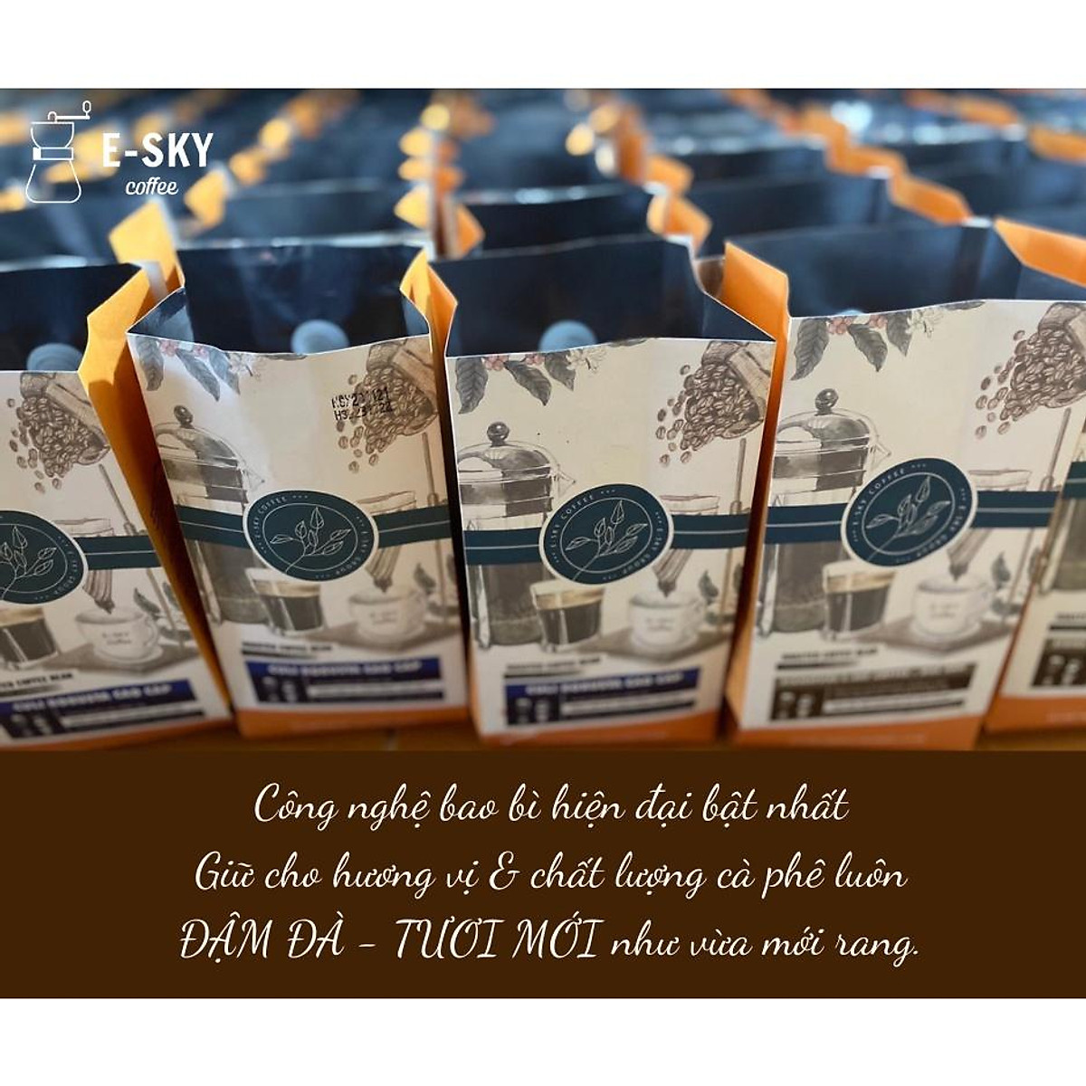 Cà Phê Rang Xay Nguyên Chất Moka Cầu Đất E-SKY Coffee Cafe Pha Phin Pha Máy Cold Brew 1kg-2kg