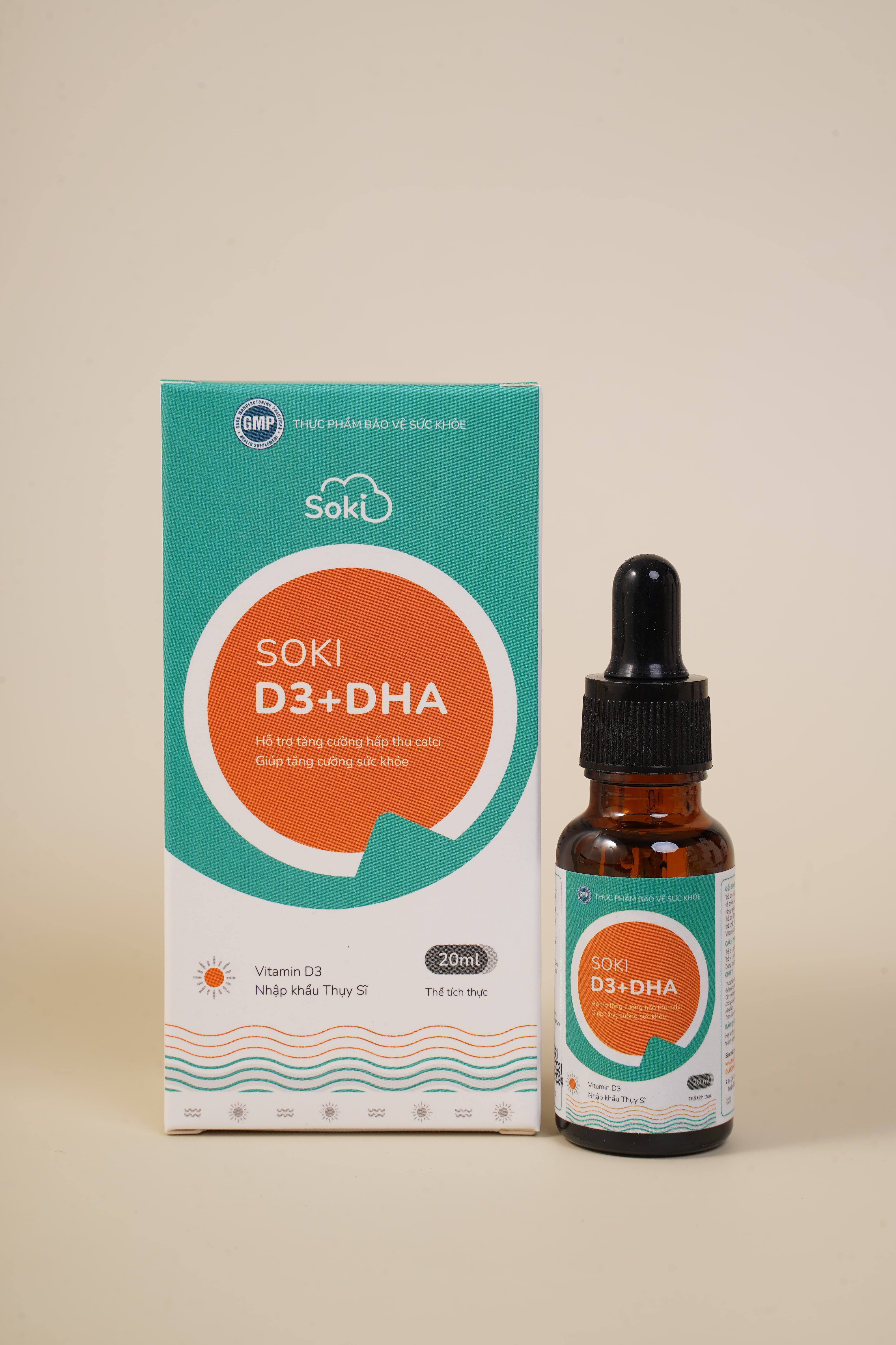 Vitamin Soki D3 DHA 3in1 bổ sung dinh dưỡng giúp bé chắc xương, thông minh