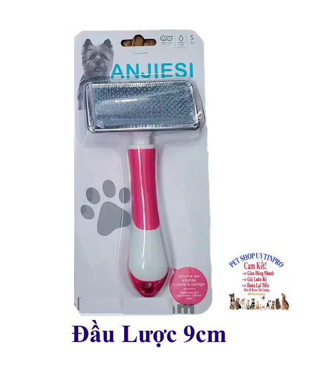 Lược chải lông Chó Mèo Chấm bi ANJIESI Cán dài 12cm Đầu lược thiết kế hình chữ nhật Giúp làm mượt lông Loại bỏ lông rụng