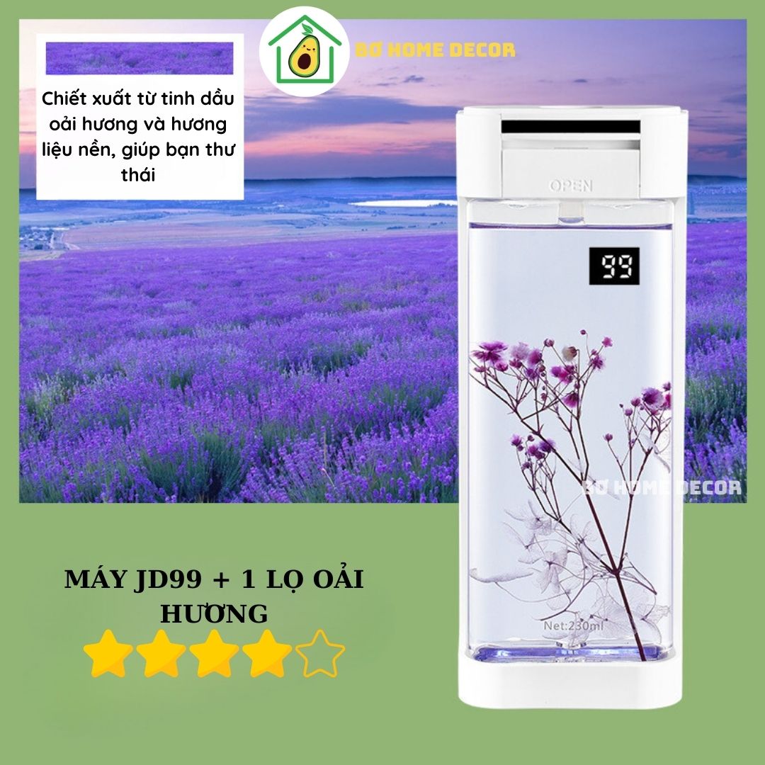 Máy xịt thơm phòng tự động, máy phun tinh dầu JD99, thể tích lớn 230ml, pin dung lượng cao 12000mAh