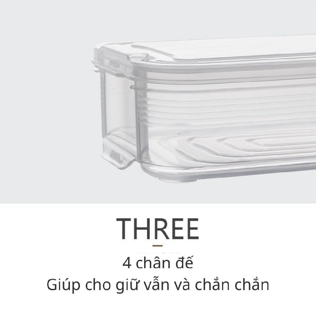 Hộp Bảo Quản Thực Phẩm Ba Ngăn Cao Cấp Clean Pack Giúp Tiết Kiệm Không Gian Trong Tủ Lạnh 0504