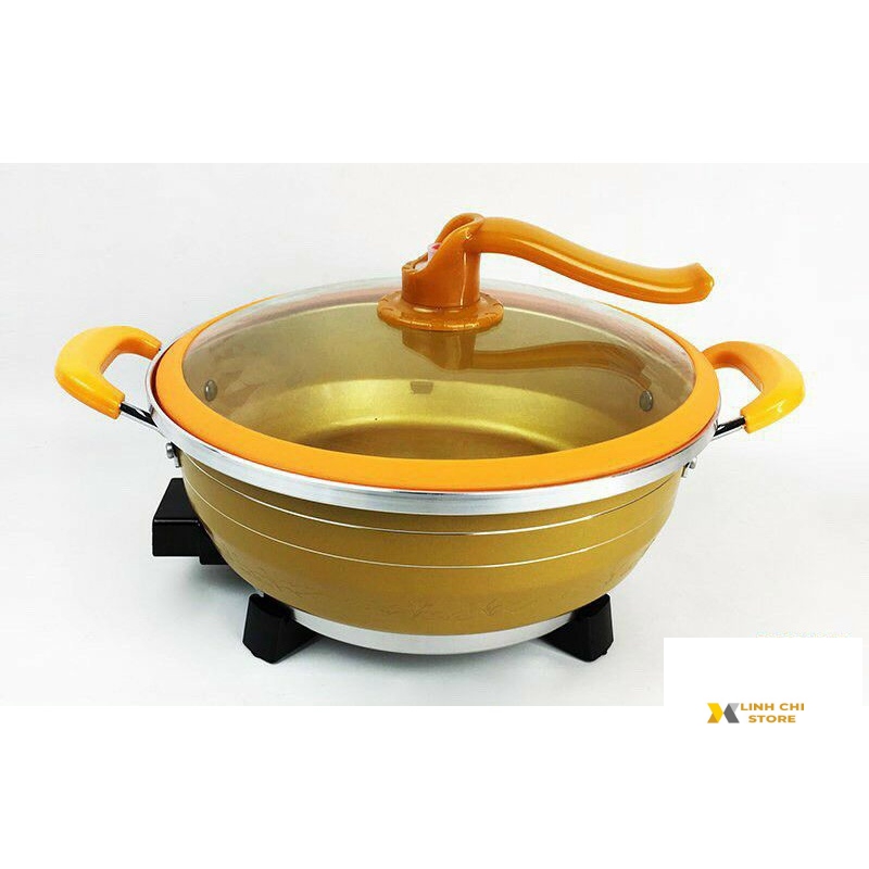 Nổi lẩu điện đa năng chống dính 2 tầng, Hàng nhập khẩu- Giao mầu ngẫu nhiên