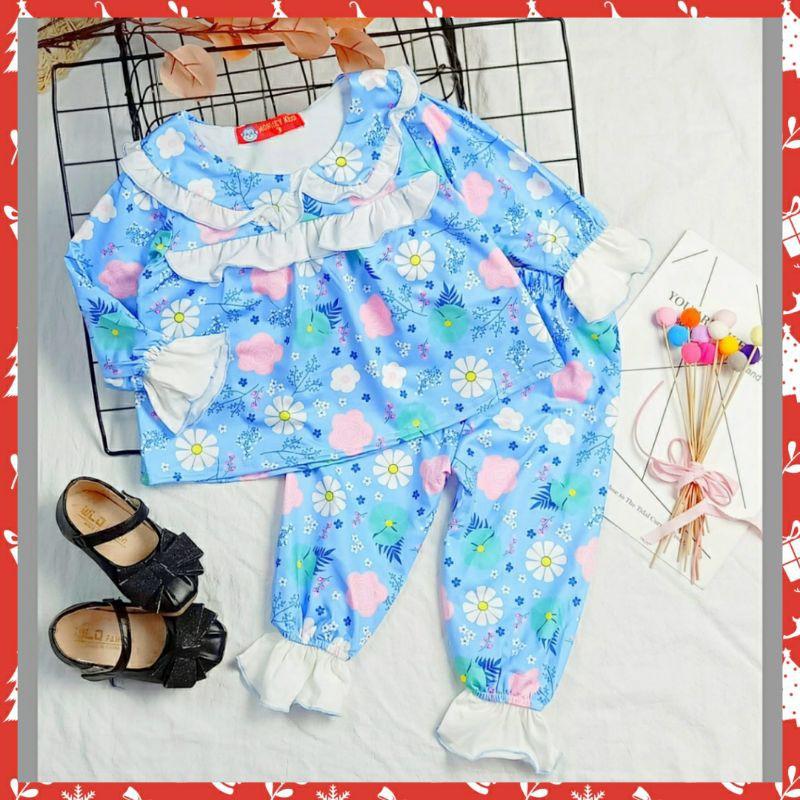 Bộ thun lạnh phối bèo sang chảnh cho bé gái