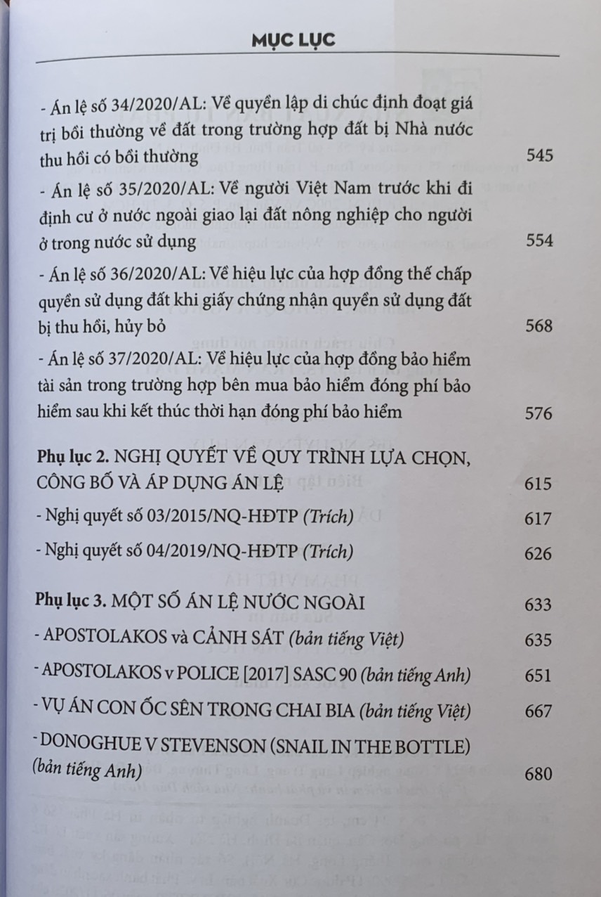 Bình Luận Khoa Học Bản ÁnVà Án Lệ  - Tập 1
