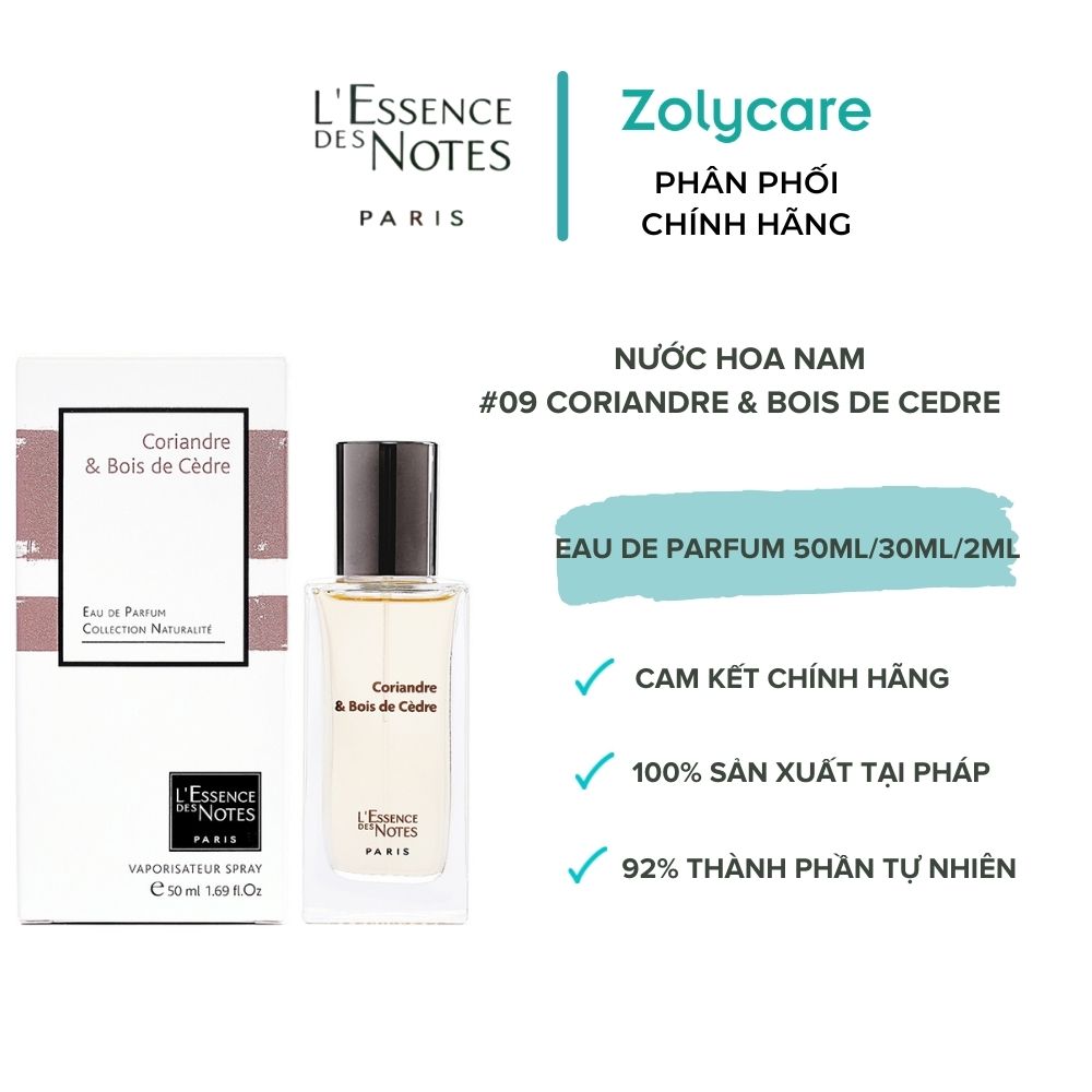 Nước Hoa Nam L'Essence des Notes Coriandre &amp; Bois De Cedre #09 Energy 30ml/50ml