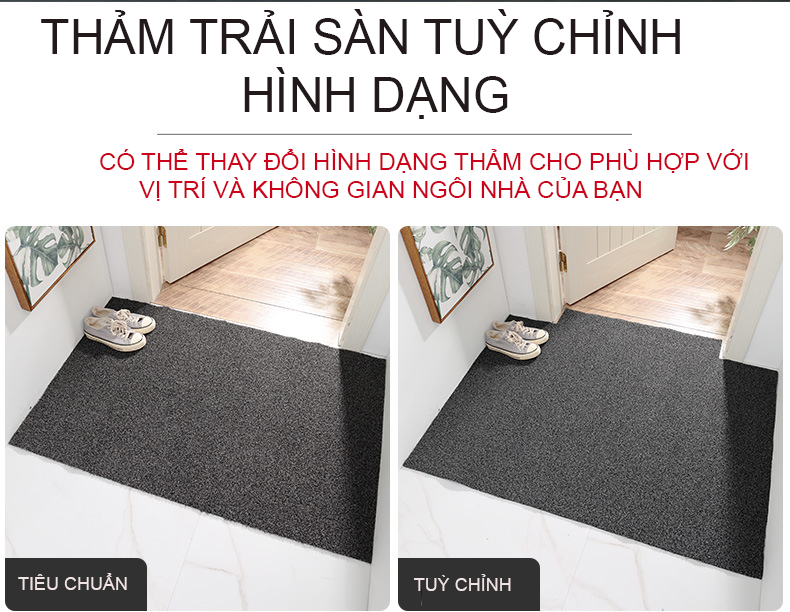 Thảm Nhựa Chùi Chân Chống Trơn, Trượt Cao Cấp, Kích Thước 40x60cm để sảnh, để phòng khách, để hành lang sang trọng