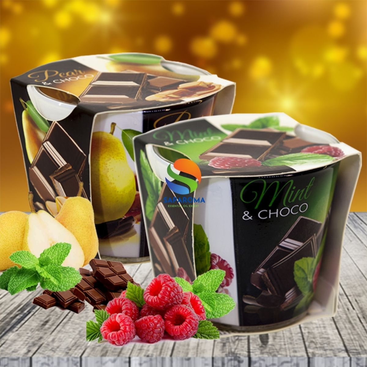 Combo 2 ly nến thơm tinh dầu Bartek Mint Pear & Choco 115g - sôcôla bạc hà, nến trang trí, thơm phòng, thư giãn, hỗ trợ khử mùi