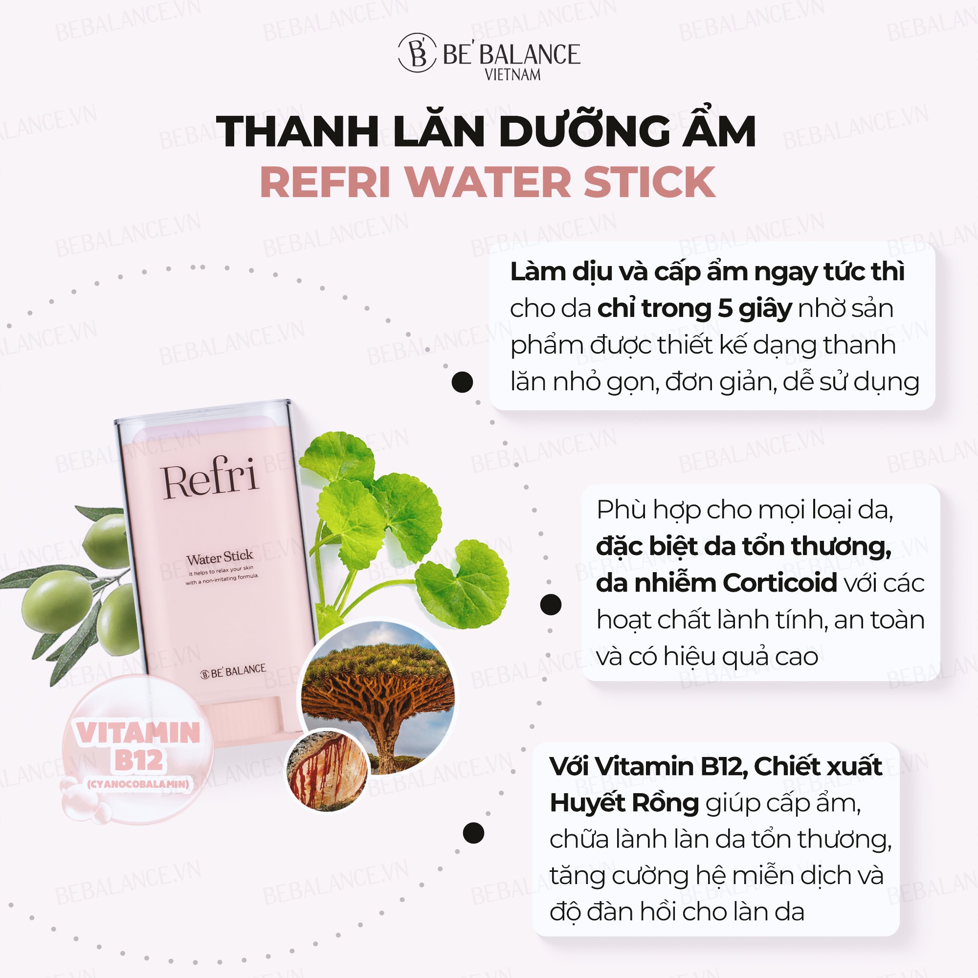 Thanh lăn dưỡng ẩm BEBALANCE Refri Water Stick 20g