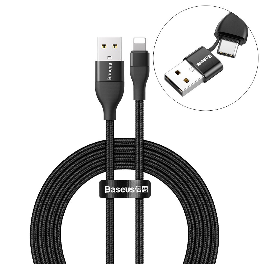 Cáp sạc nhanh baseus dual output cable pd 18w  - dây sạc 2 in 1 typec/typec và typec/iphone cho iphone ipad samsung,...vv - hàng chính hãng