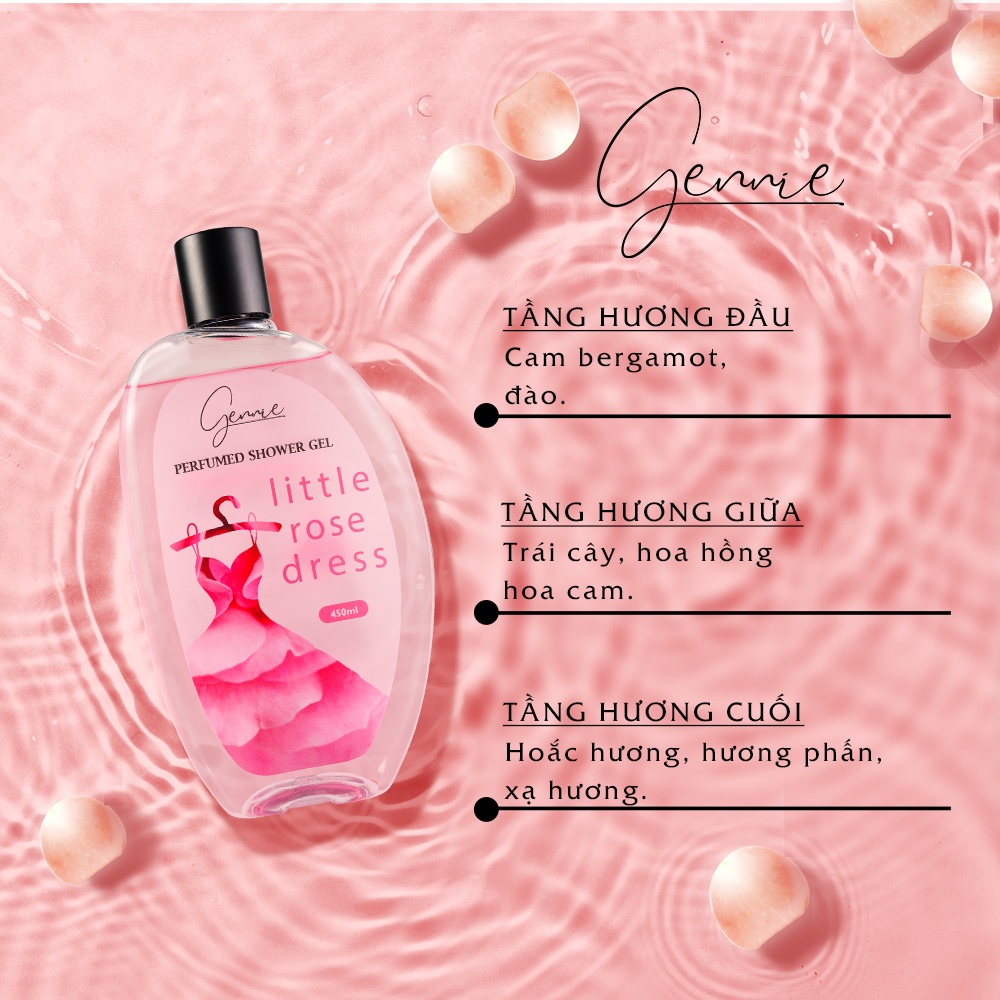 Bộ đôi Mẹ và Bé Sữa tắm Gennie Little Rose Dress + Sữa tắm gội 2IN1 Gennie Baby 450ml - 400ml